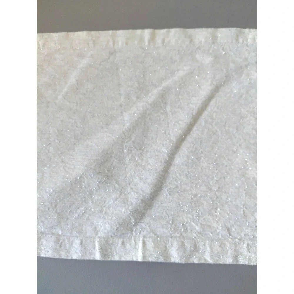 Silver Tinsel Cotton Placemats Set of 7 Textured Off White Tailored Elegant